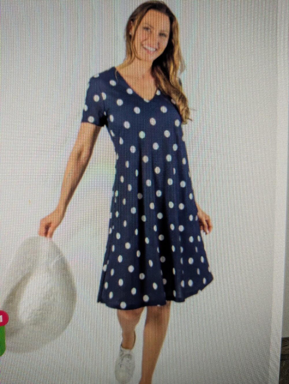 Polka Dot V-Neck Navy Dress
